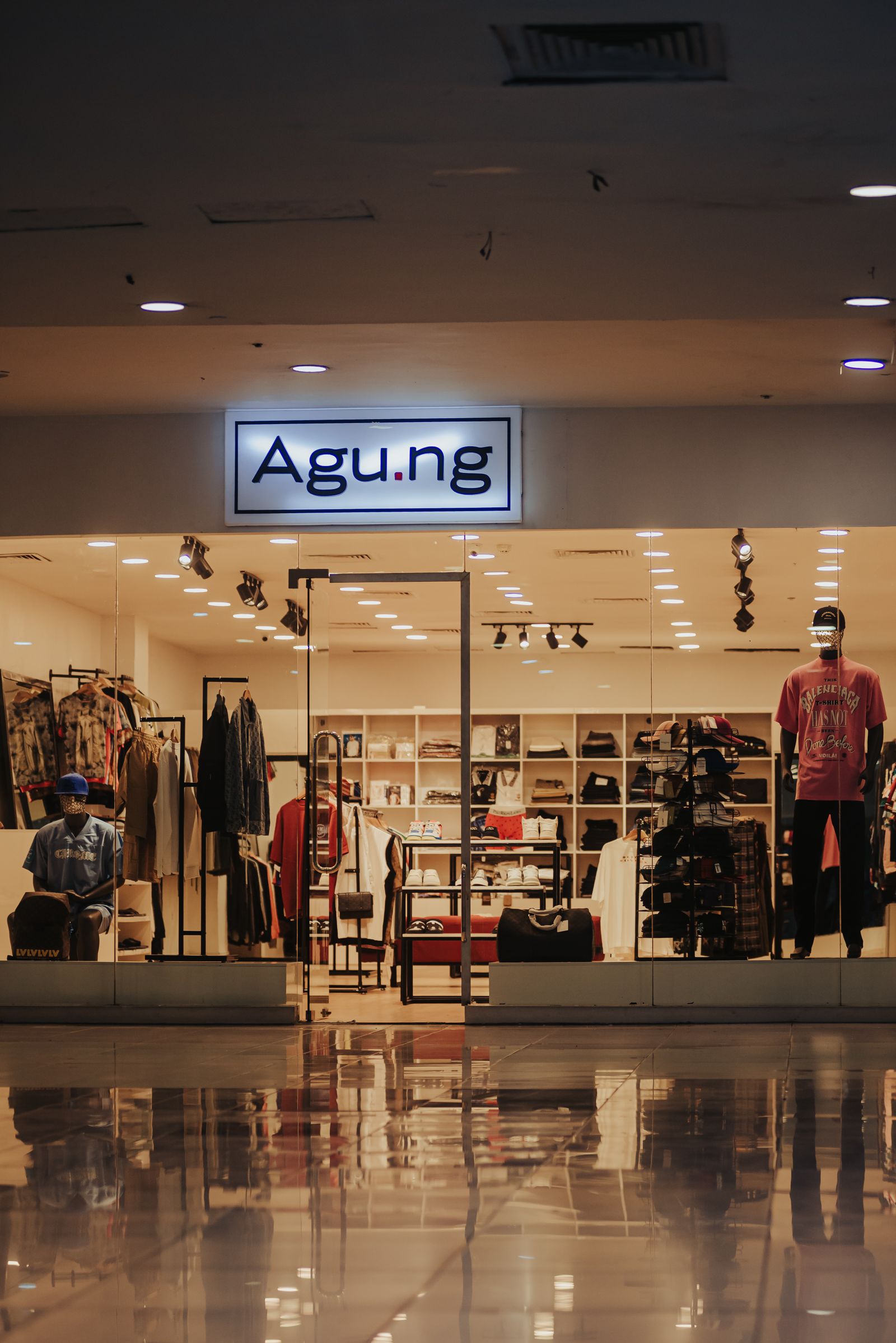 Stylish clothing storefront with a modern retail display